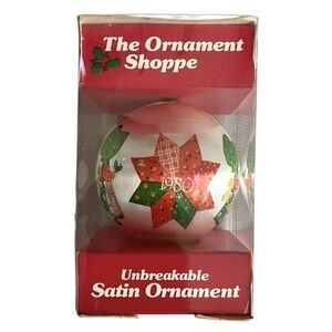 VNTG 1980 Holly Hobbie Patchwork Star Christmas Ornament Satin Ball Unbreakable